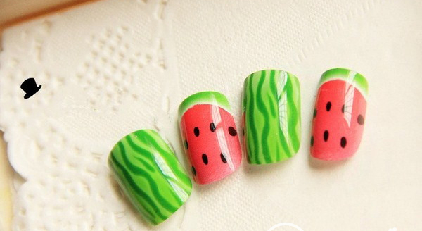 24pcs-set-water-melon-design-false-nail-nail-art-bright-color-artificial-nail-free-shipping1-Copy