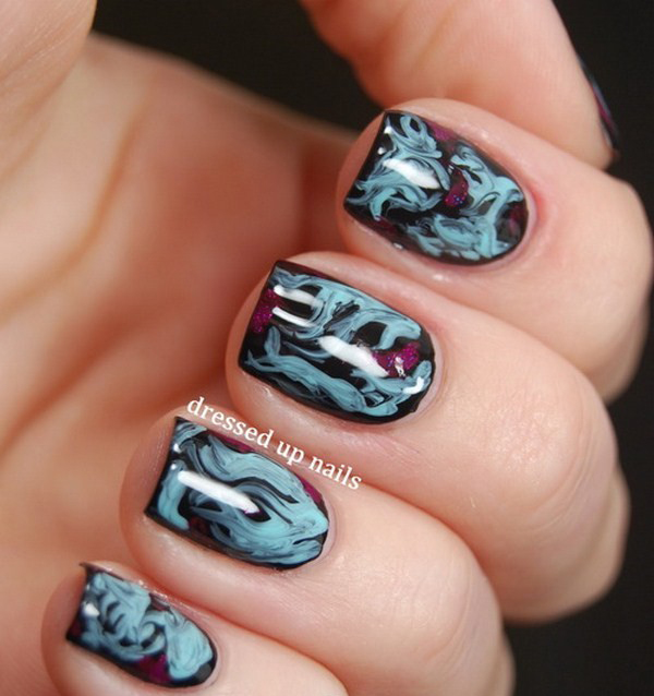nail-art-with-blue-and-black-marble-designs-Copy