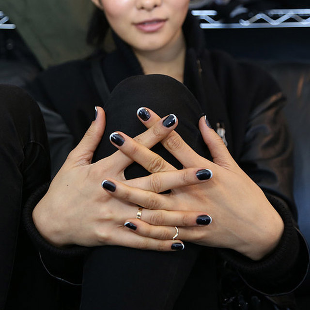 Black-and-silver-French-manicure-at-Tess-Giberson