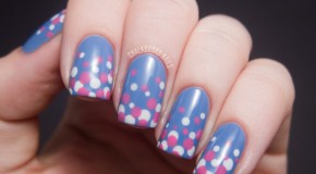 Vẽ Nail Gradient Đơn Giản Với Chấm Bi Xanh Hồng