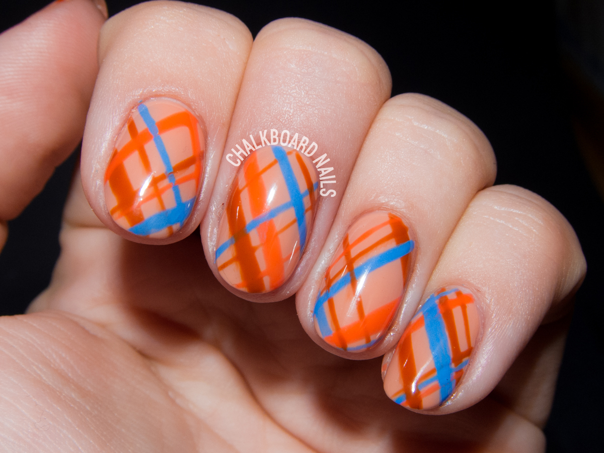 orange-plaid-gel-nail-art-1