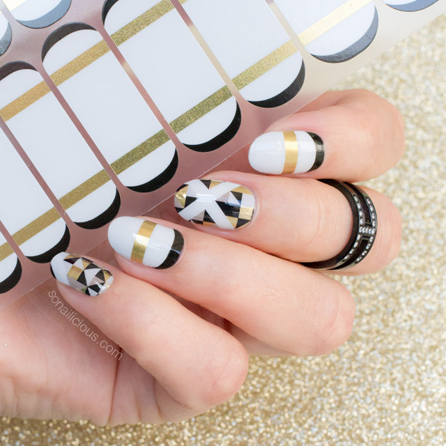 sonailicious-x-jamberry-gold-and-white-nails