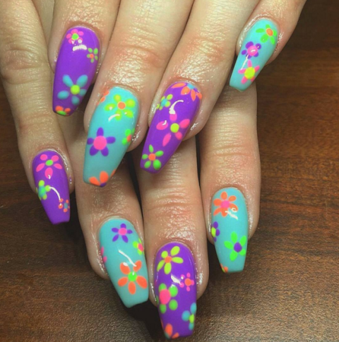 neon-floral-manicure