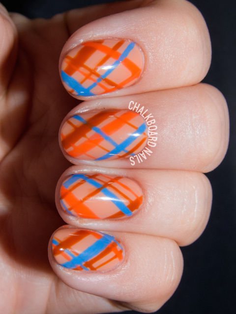 orange-plaid-gel-nail-art-3