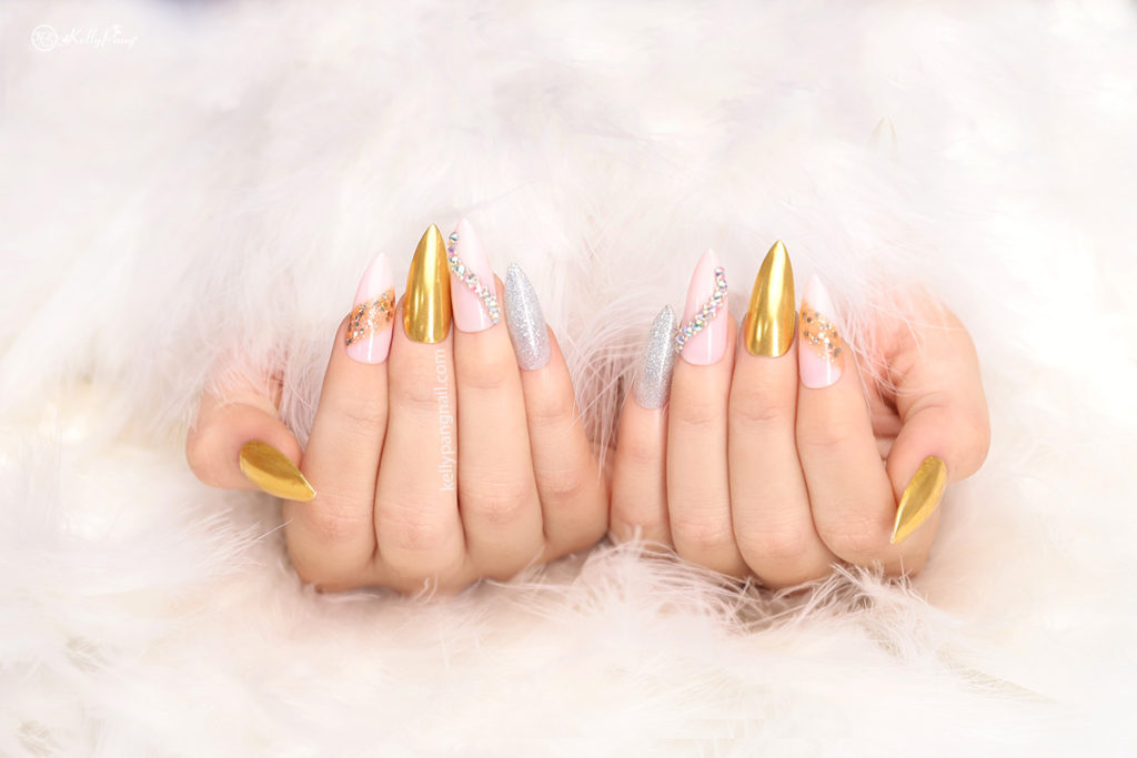nail đẹp tráng gương gold