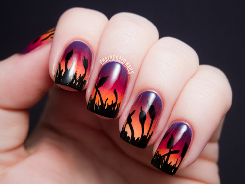 chalkboard-nails_for_alllacqueredup_gradient-ombre-nail-art-cattails-sunset