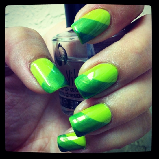 green-color-block-nails